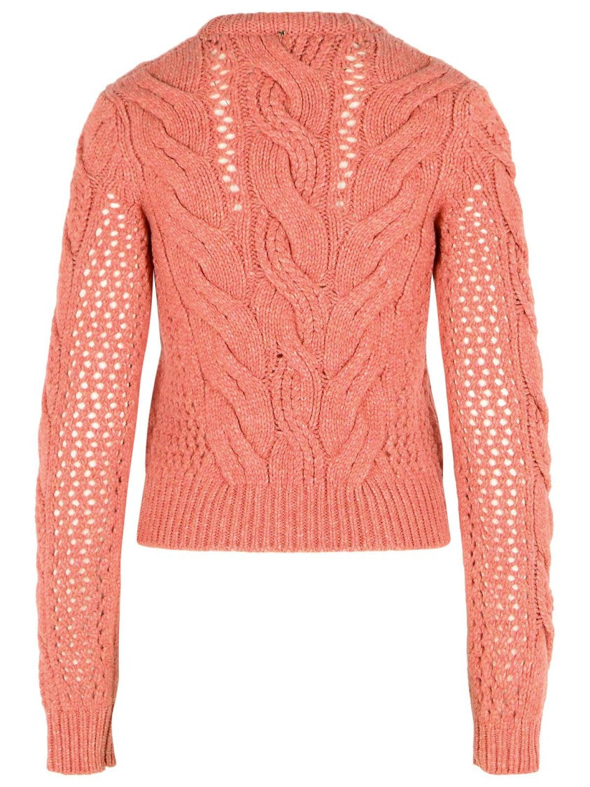 Sportmax 'Radio' Crewneck Sweater With Pink Wool Blend Braids