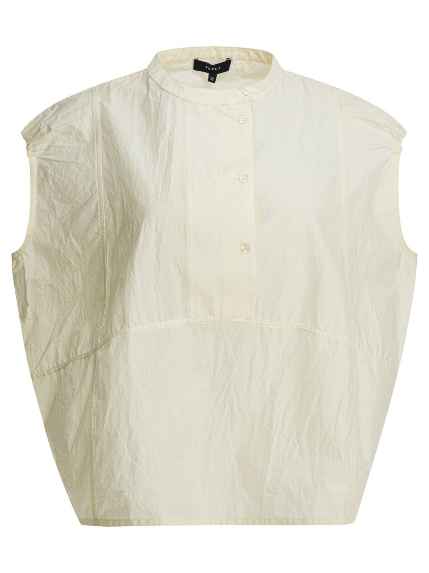 Soeur Boxy White Sleeveless Top