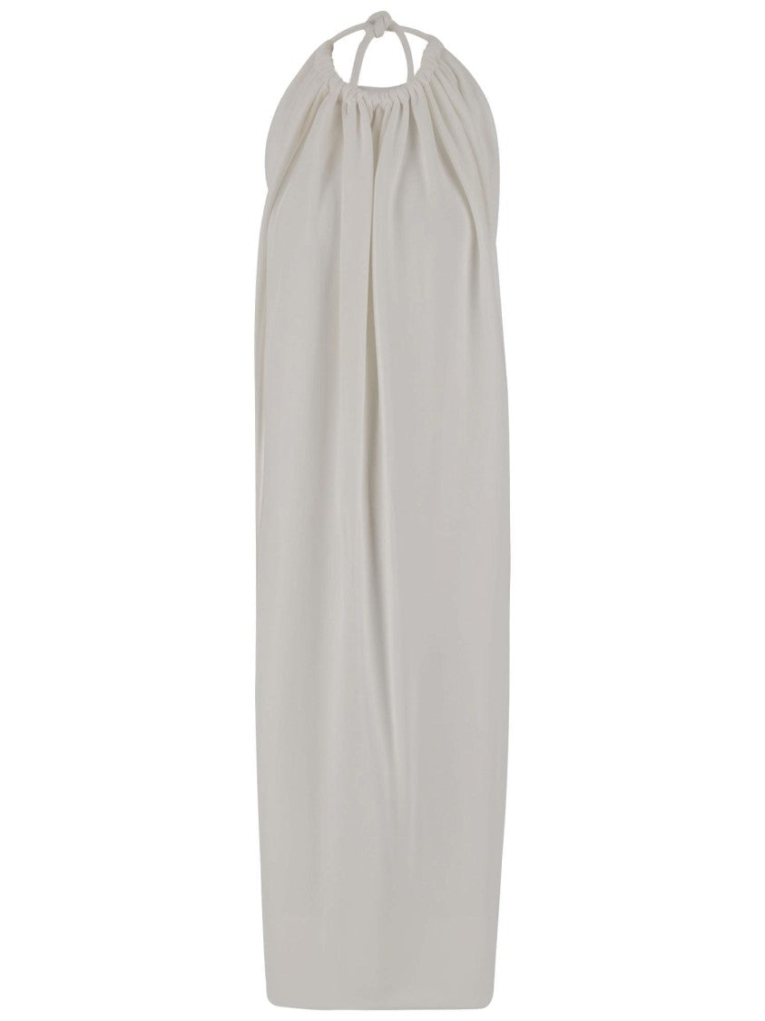 Sportmax Sleeveless Long Viscose Dress With Gathered Neckline And Open Back