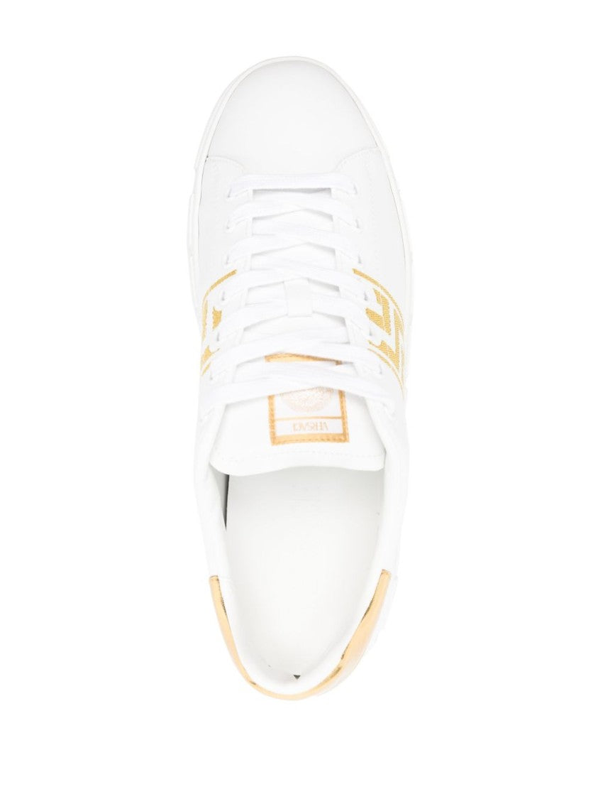 Versace Greca Motif Calf Leather Sneakers