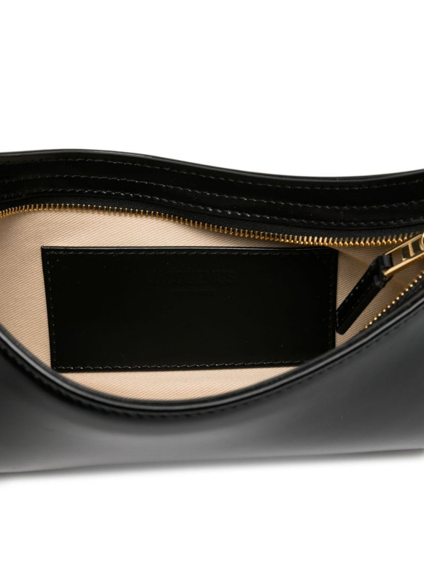 Jacquemus Black Glossy Curved Small Silk Bag