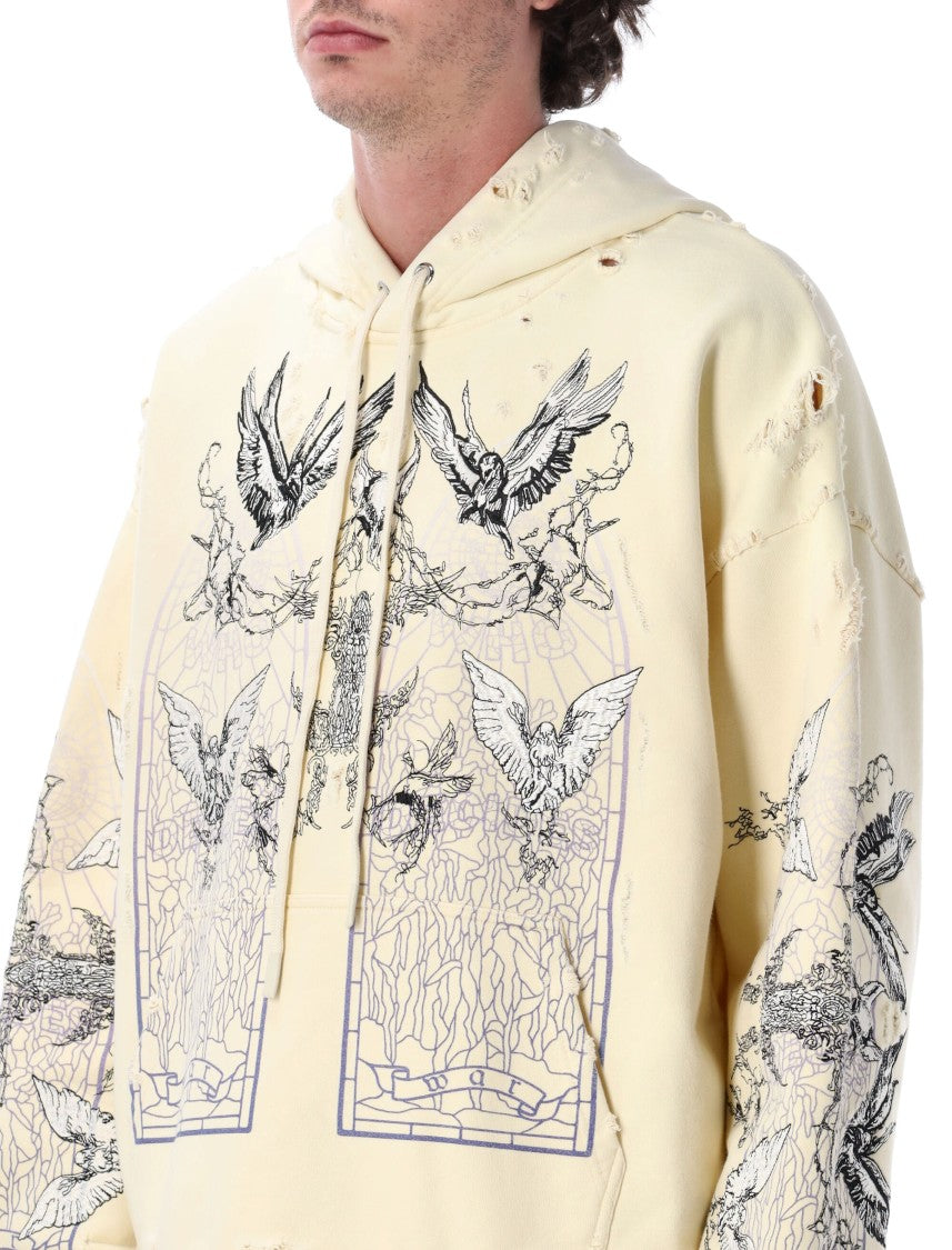 Who Decides War Ascension Distressed Graphic Hooded Pullover