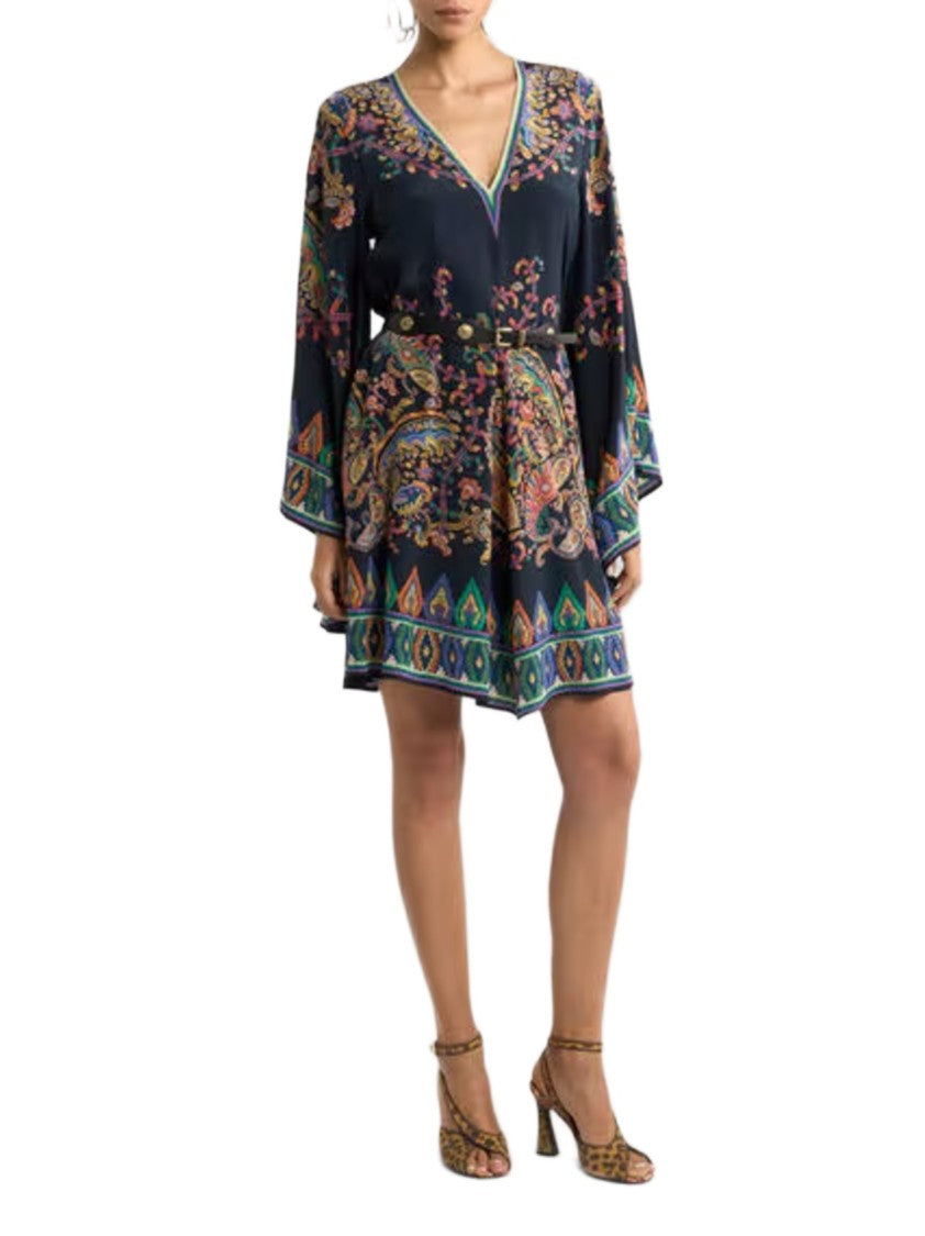 Etro Dark Blue Paisley Mini Dress