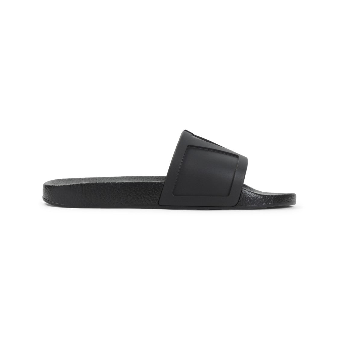 Valentino Garavani Minimalist Black Slides With Geometric Detail