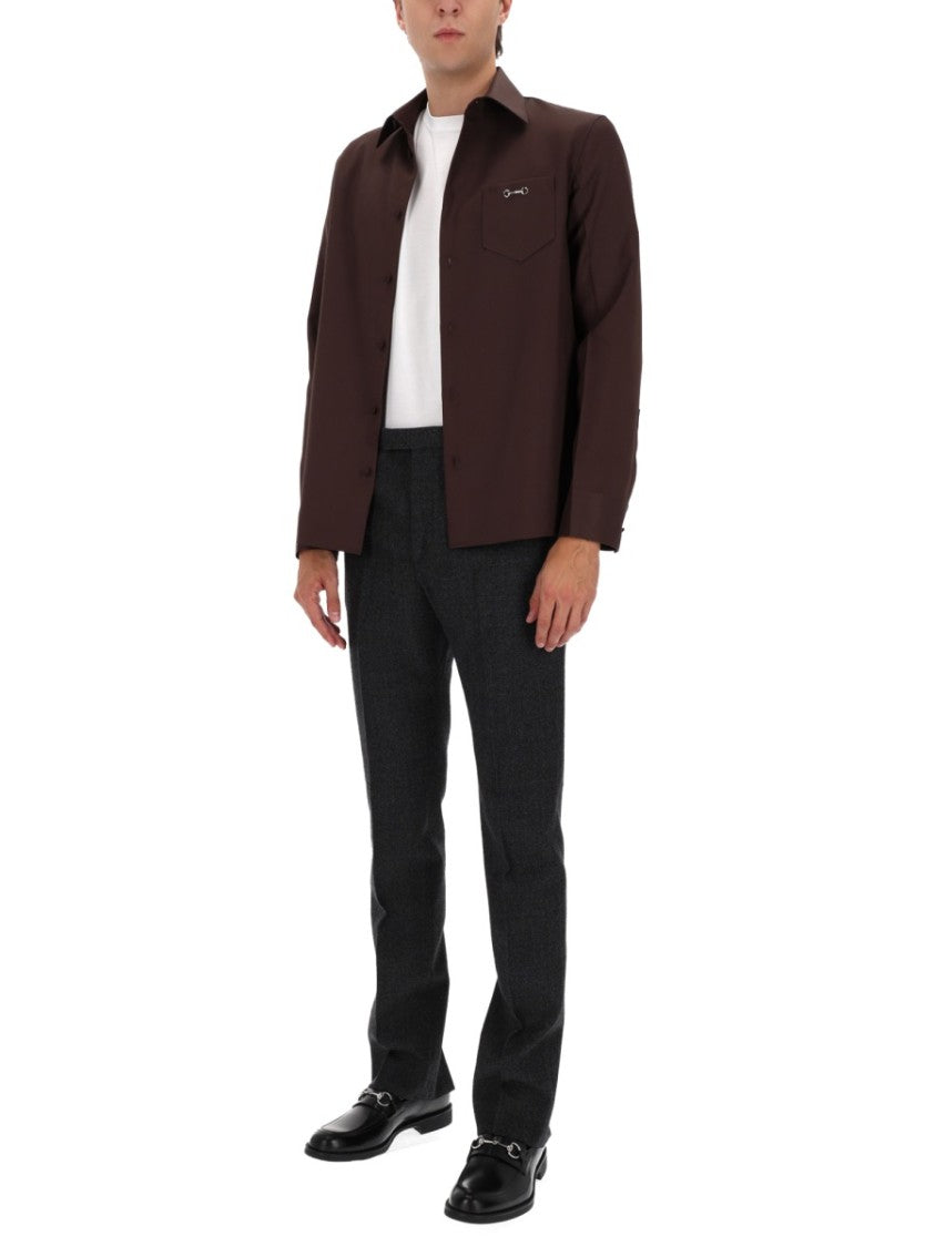 Gucci Tailored Slim Fit Pants In Dark Charcoal Buffalo Wool
