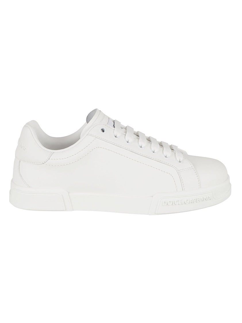 Dolce & Gabbana White Calf Leather Sneakers With Minimalist Design