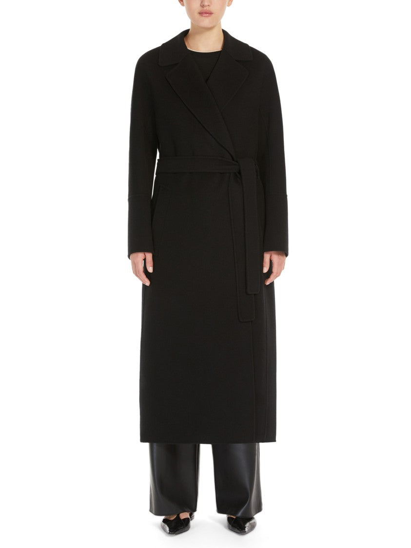 Max Mara Long Wool Coat With Belted Waist