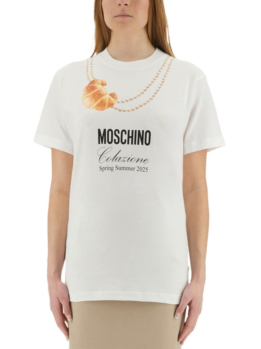 Moschino "Breakfast" Logo Print T-Shirt