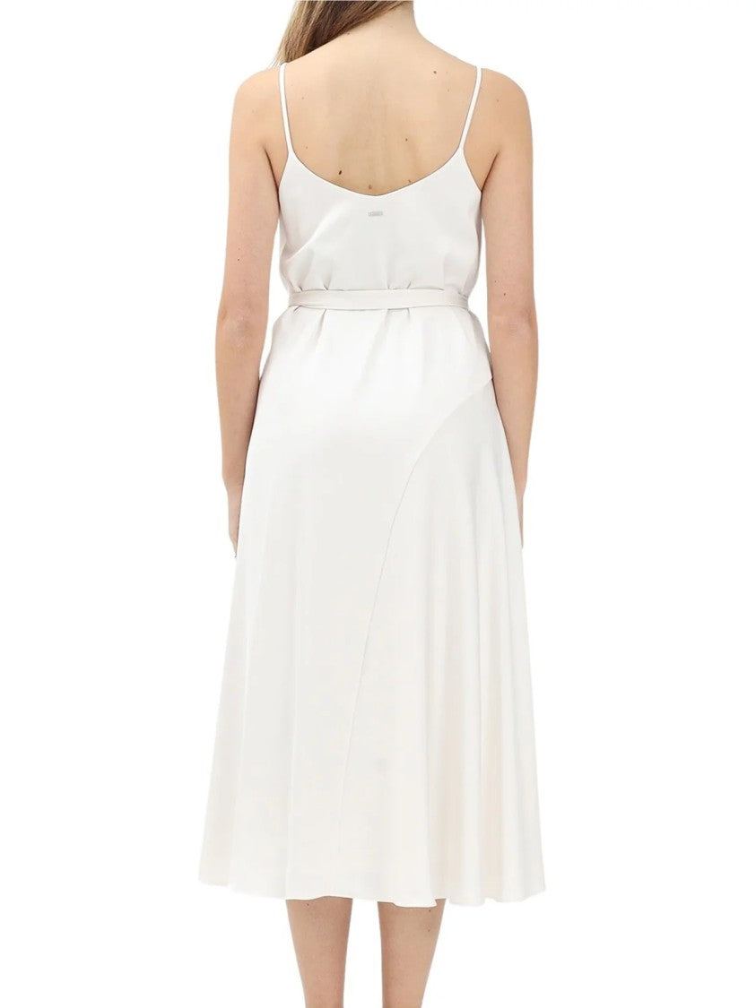 Armani Exchange White Satin Polyester Dress