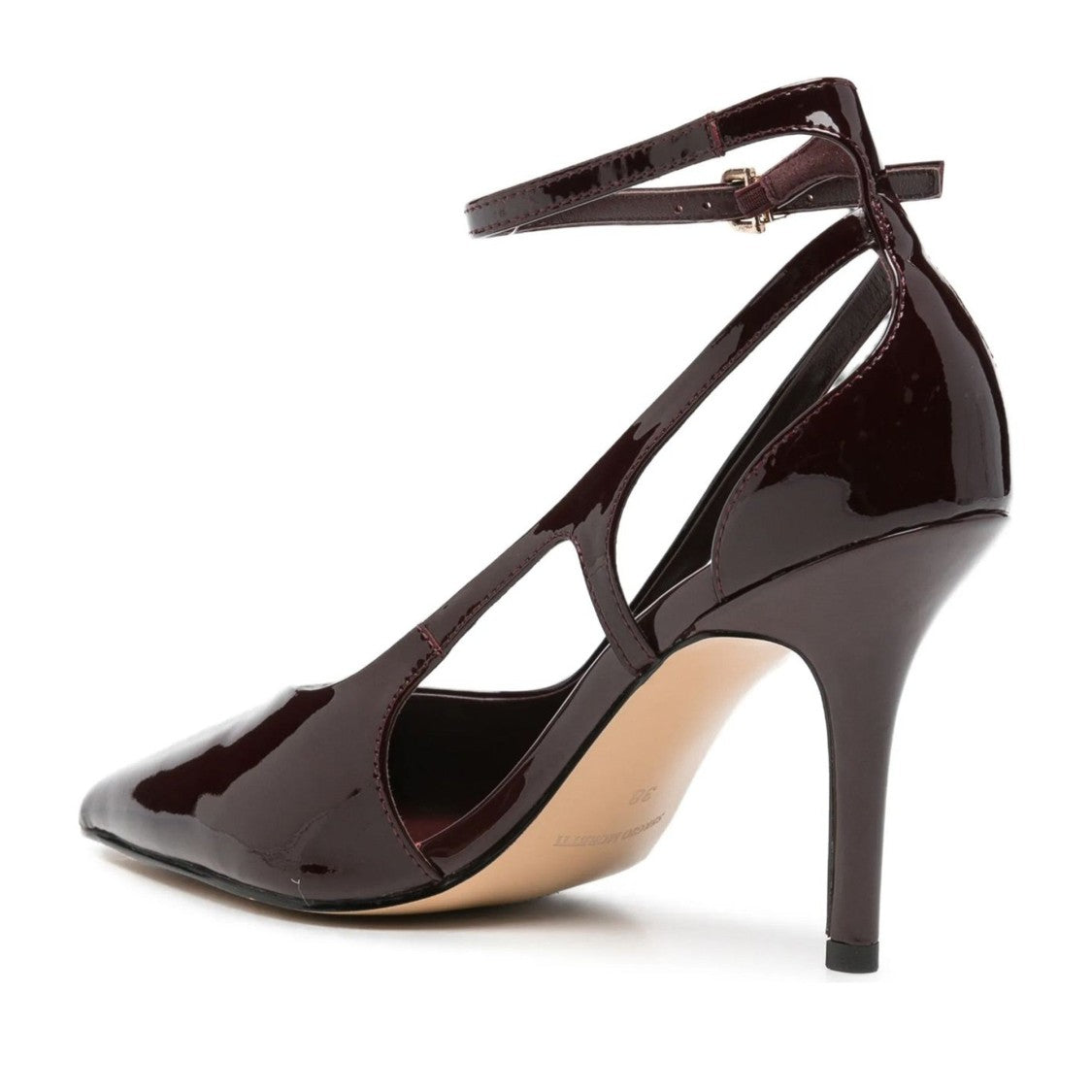 Sergio Moretti Red Pointed Toe High Stiletto Ankle Strap Patent Leather Pumps