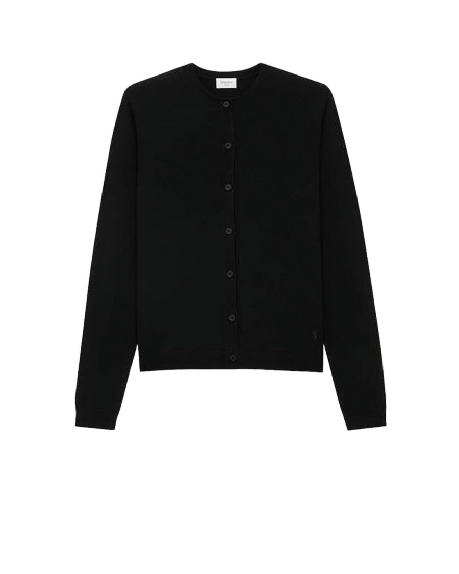Saint Laurent Timeless Black Wool Cardigan With Button-Down Front