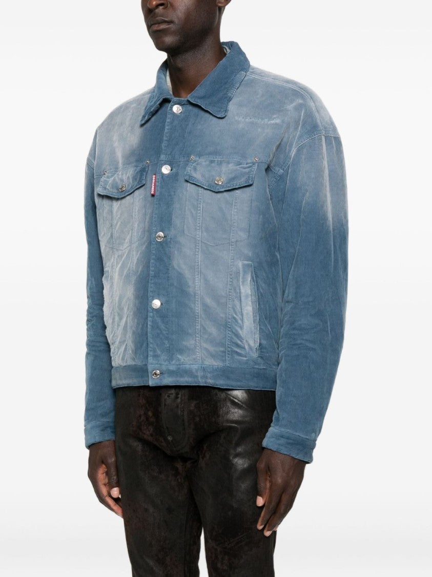 Dsquared2 Blue Button Flap Pocket Denim Jacket