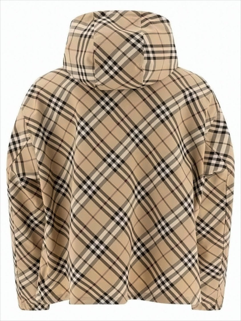 Burberry Beige Checkered Padded Jacket With Hood