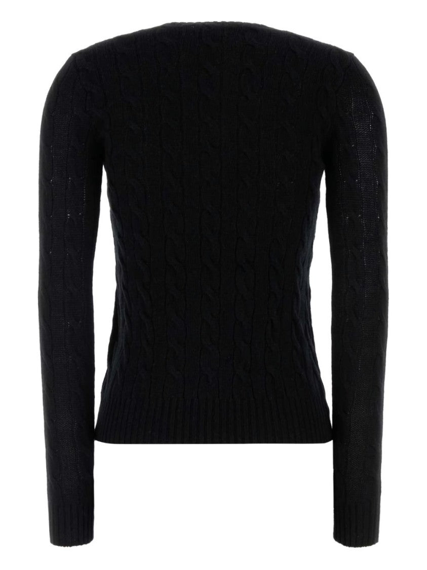 Polo Ralph Lauren Black Cable Knit Fitted Emblem Sweater
