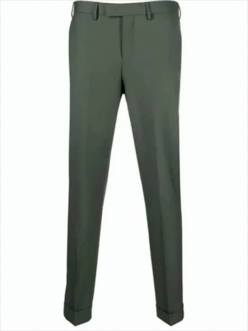 Pt Torino Tailored Green Suit Pants With Classic Waistband