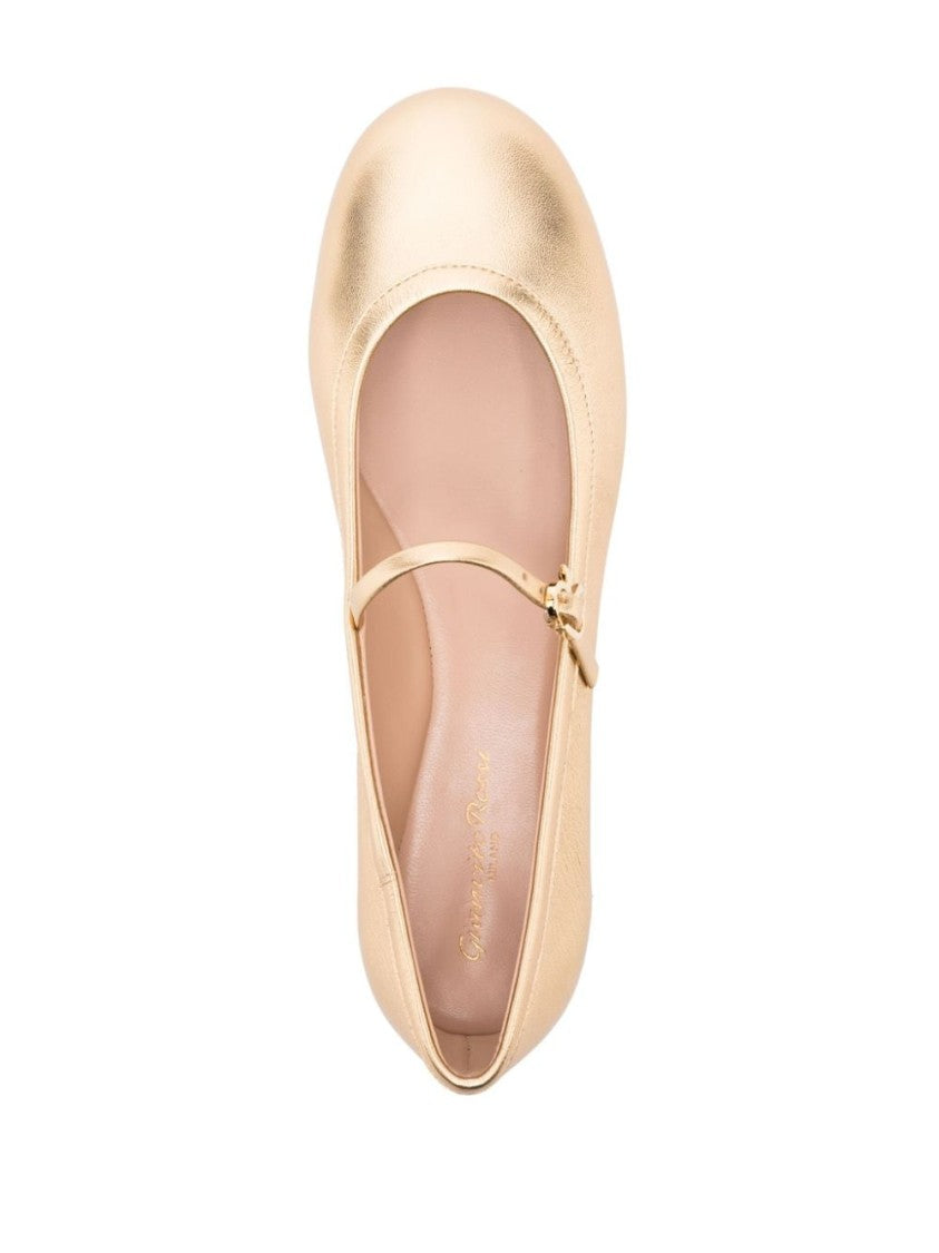 Gianvito Rossi Lamb Leather Ballerina Flats With Delicate Strap Detail