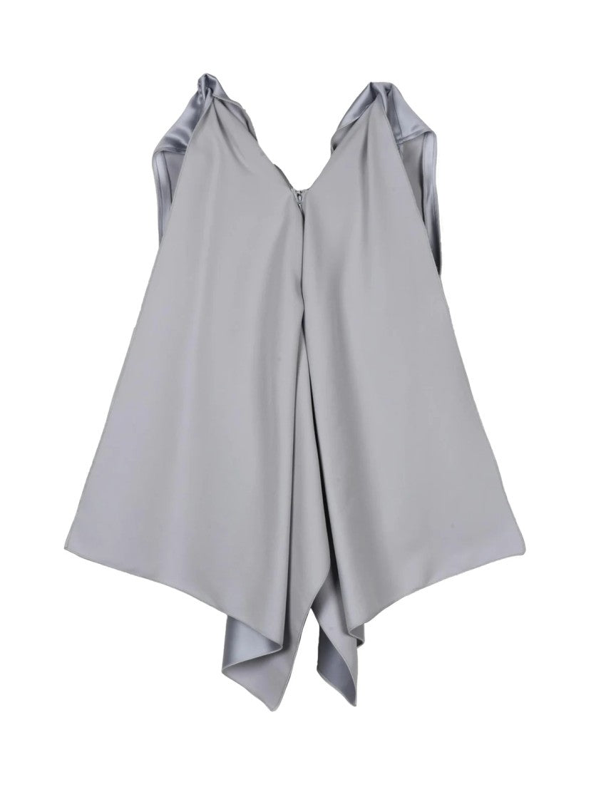 Sportmax Light Grey Draped Back-Zip Technical Top
