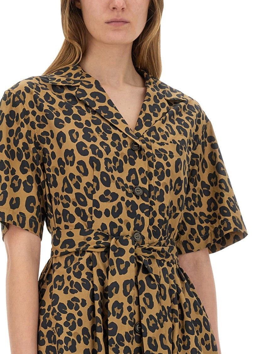 Aspesi Animal Print Midi Dress