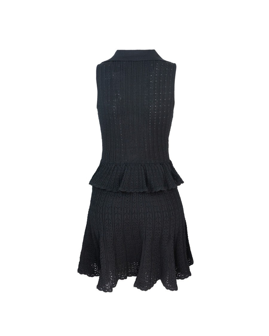 Self-Portrait Blue Pointelle Knit Mini Dress