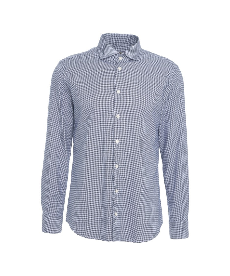 Bastoncino Checkered Shirt With Micro Pattern And Elegant Collar