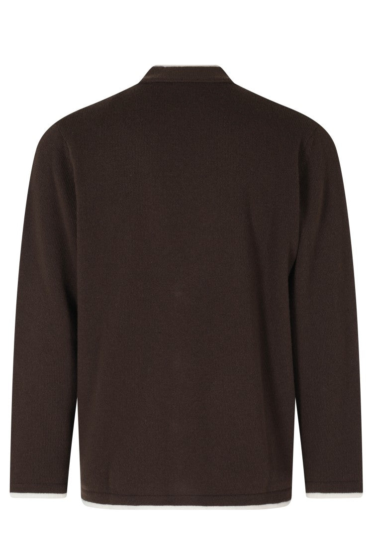 Eleventy 4-Button Deep V-Neck Wool-Blend Cardigan