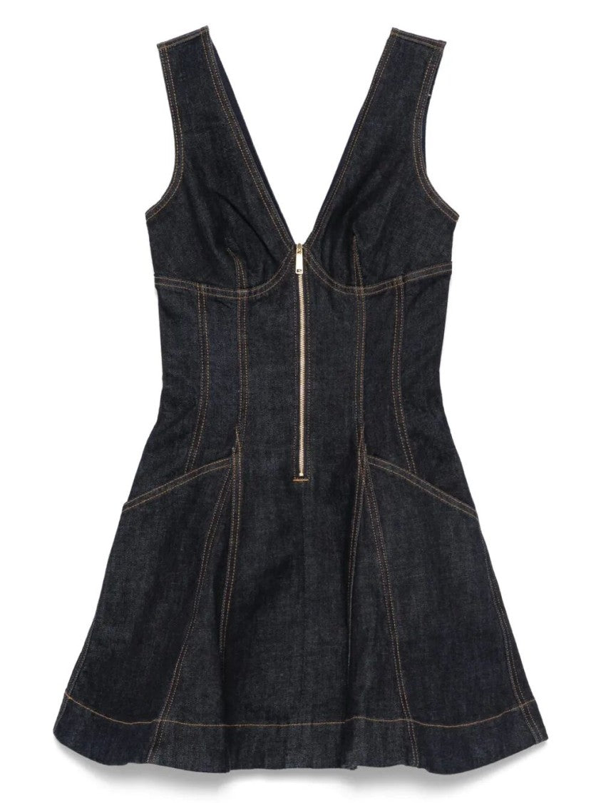 Self-Portrait Fitted Denim Mini Dress