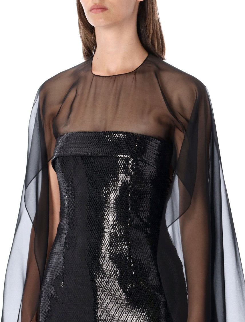 Alberta Ferretti Sequin Chiffon Overlay Mini Dress