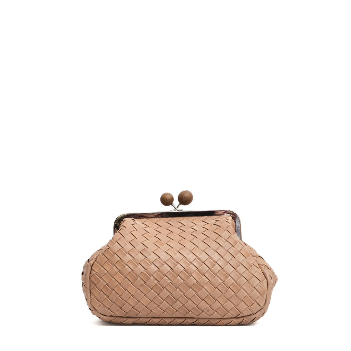 Max Mara Beige Braided Leather Pastry Bag