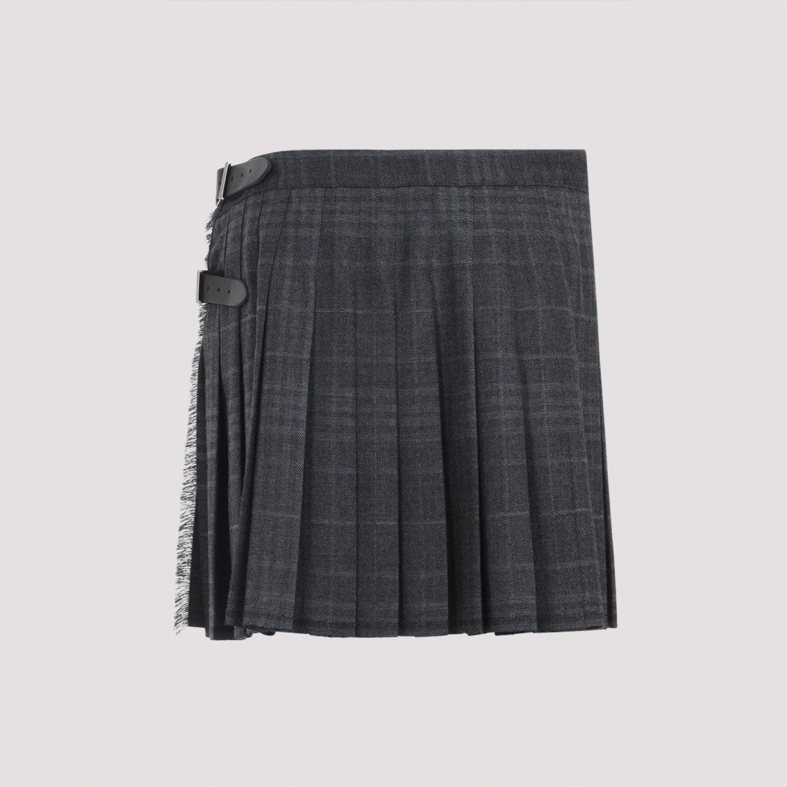 Balenciaga Pleated Grey Wool Mini Skirt