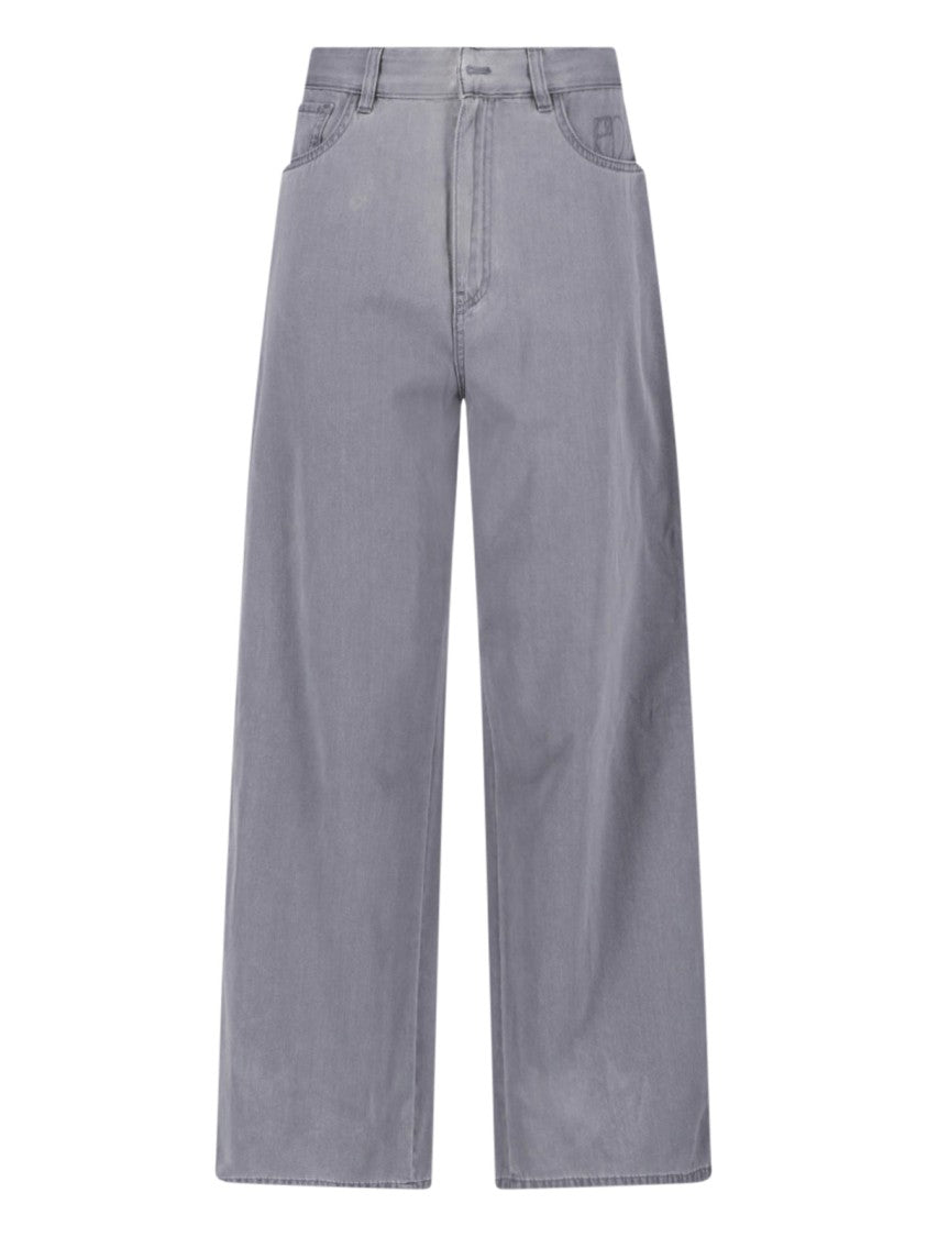 Sa Su Phi Grey Mid-Rise Wide-Leg Denim Jeans
