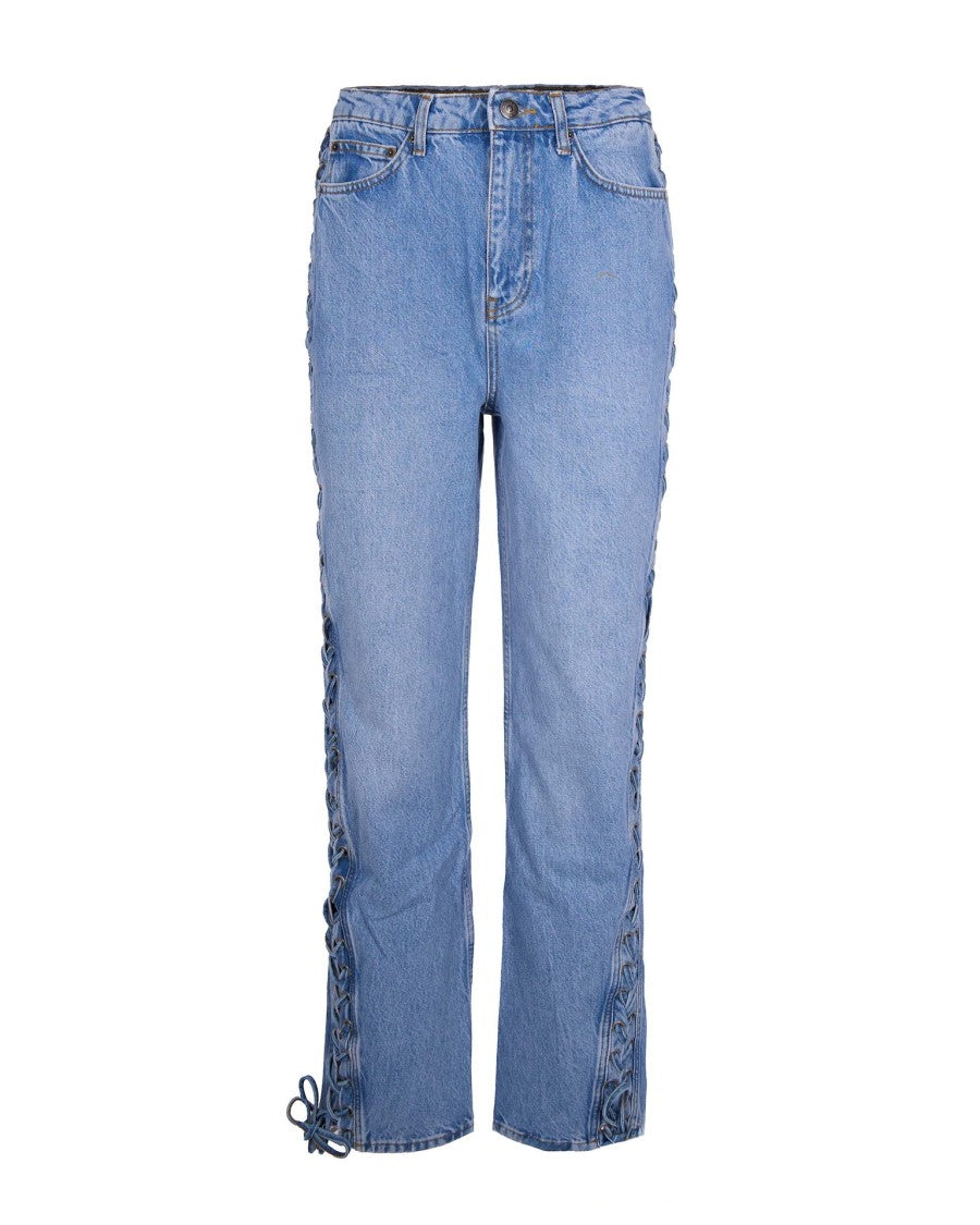 Rotate Hydrangea Twisted Lacing Jeans
