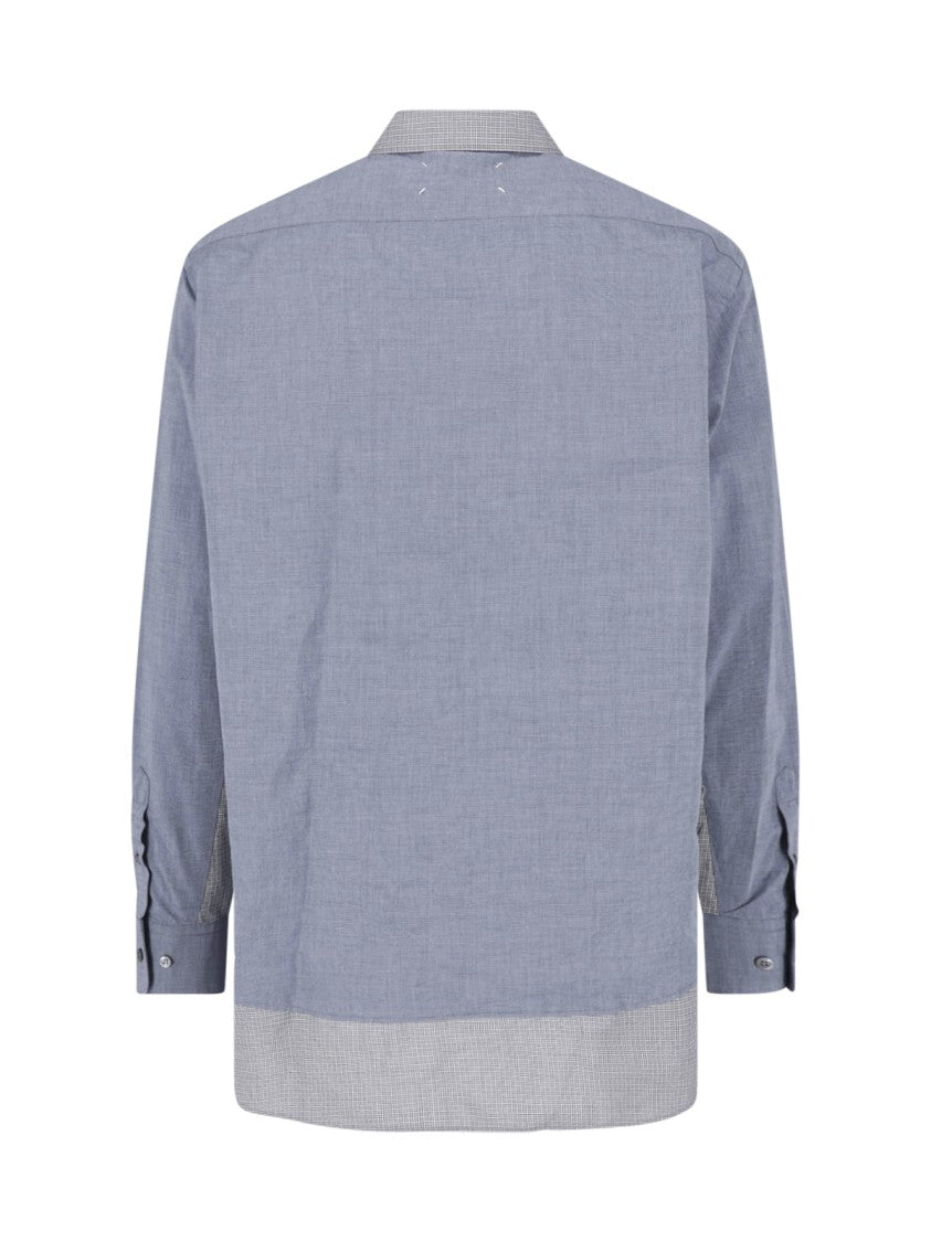 Maison Margiela Blue Cotton Layered Button-Down Shirt