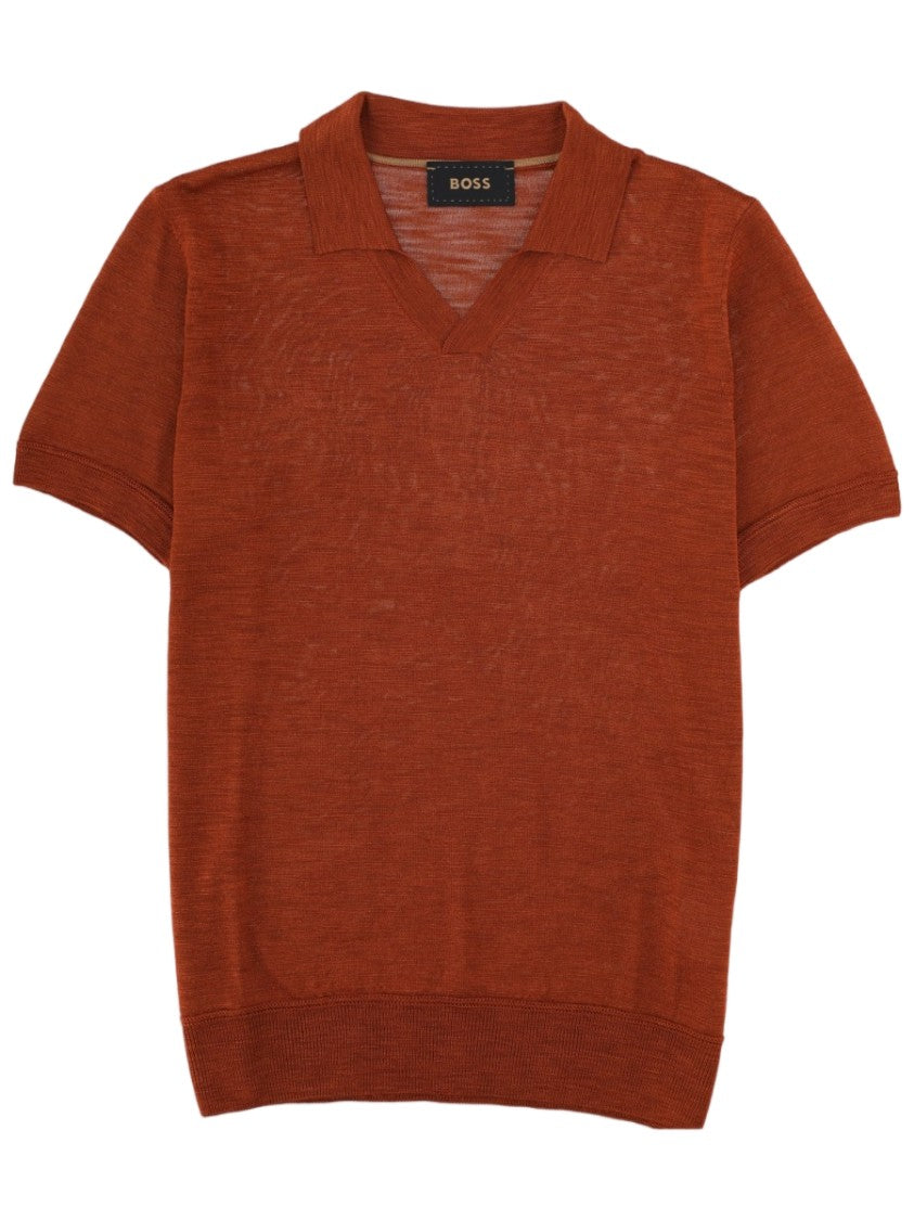Boss Camel L-Naden Fine Knit Silk Polo Shirt