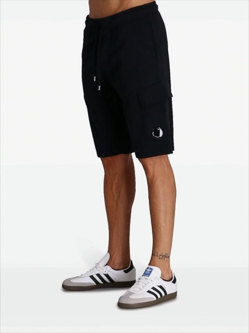 C.P. Company Minimalist Black Shorts With Drawstring Waistband