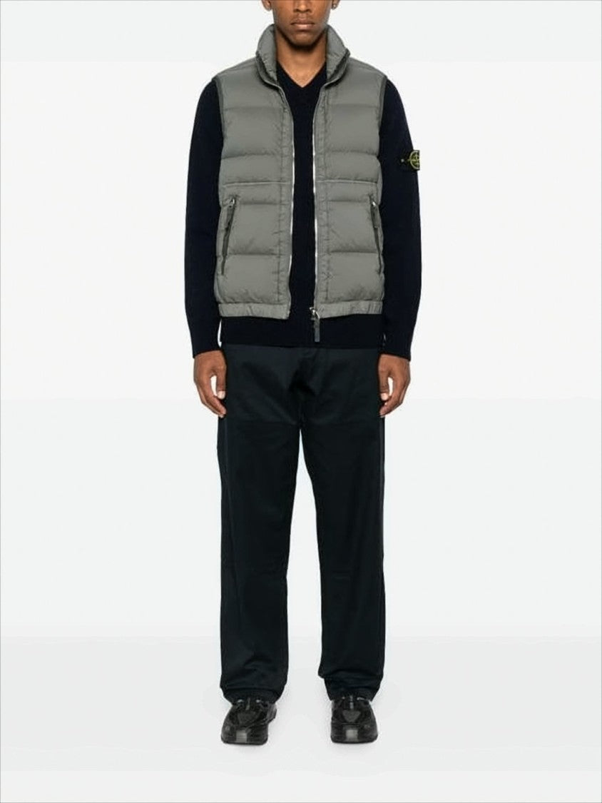Stone Island Quilted Grey Vest With High Collar