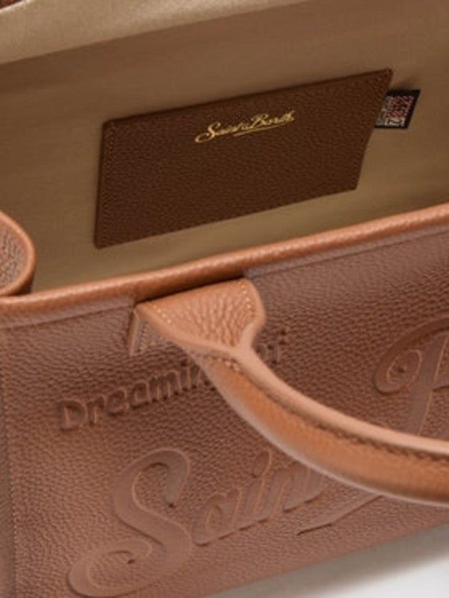 Saint Barth Smooth Leather Shoulder Bag With Embossed Logo Design