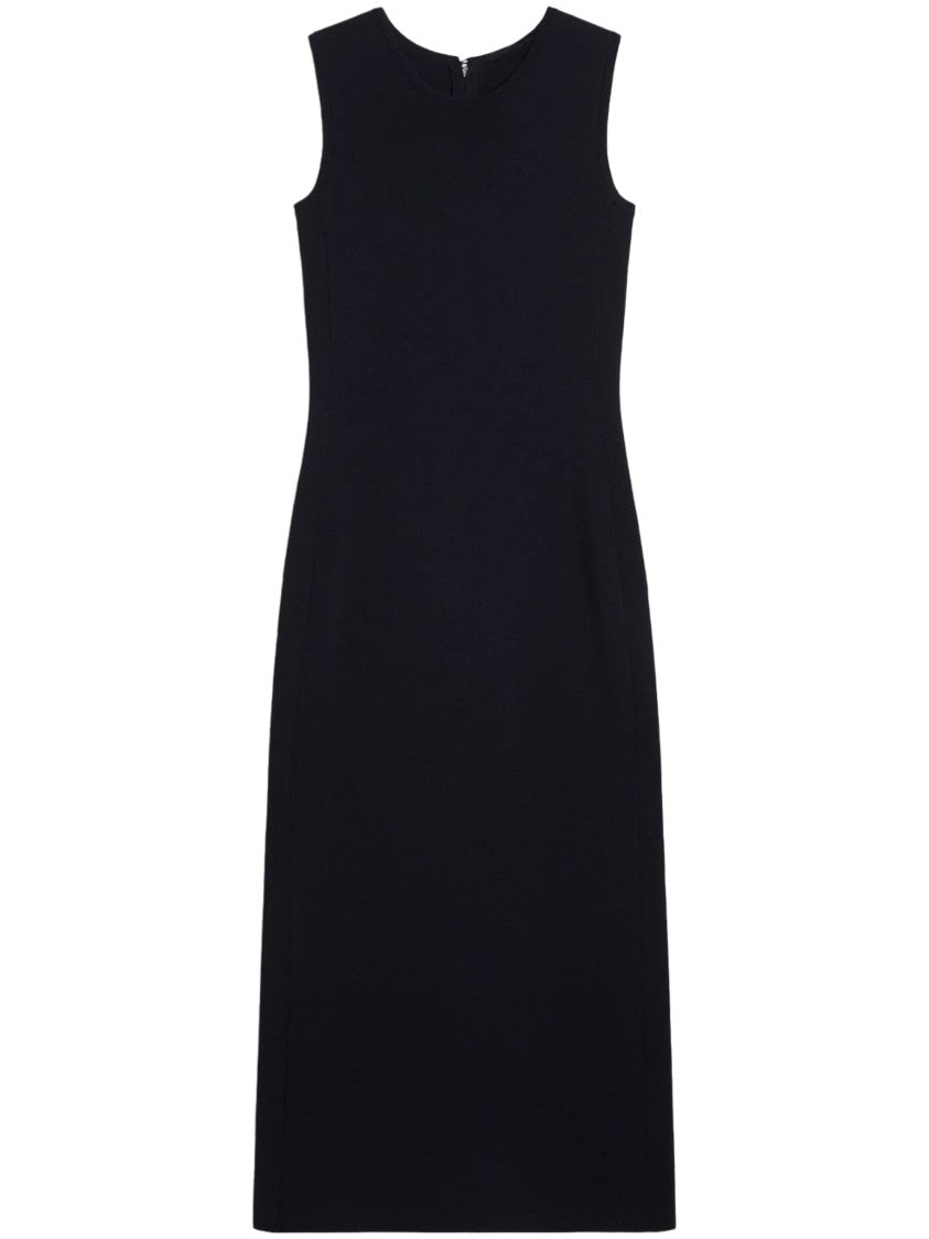 Max Mara Sleeveless Black Knit Midi Dress With Straight Silhouette