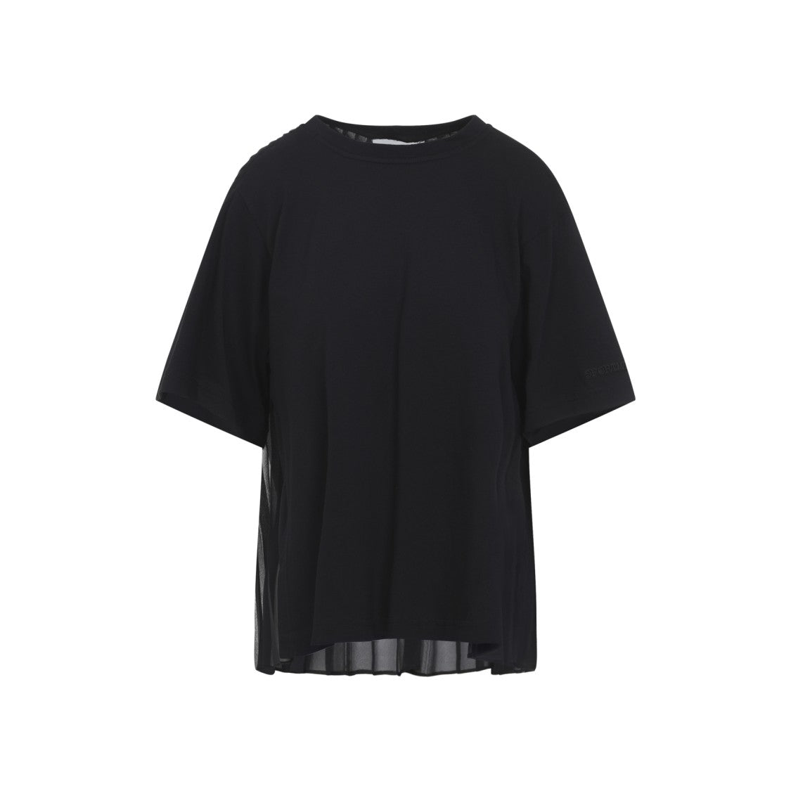 Sportmax Black T-Shirt With Sheer Pleated Back Panel