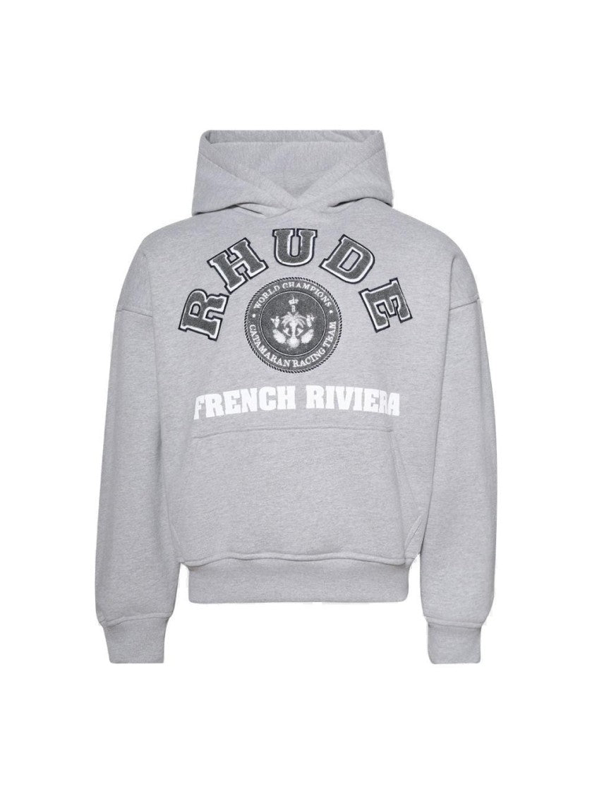 Rhude French Riviera Patch Hoodie Heather Grey