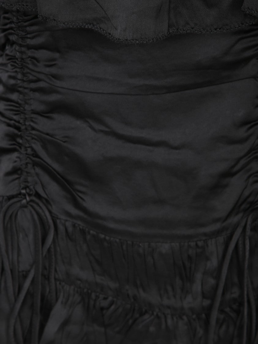 Ganni Ruffled Hem Satin Top