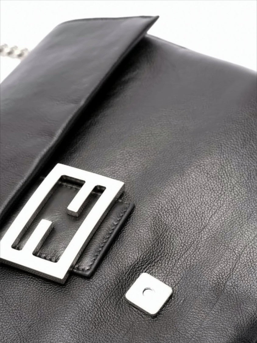 Fendi Rectangular Calf Leather Shoulder Bag With Silver-Tone Hardware