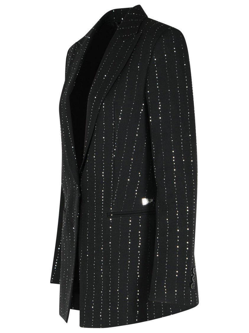 Philipp Plein 'Boyfriend Fit' Blazer With Black Wool Blend Paiettes