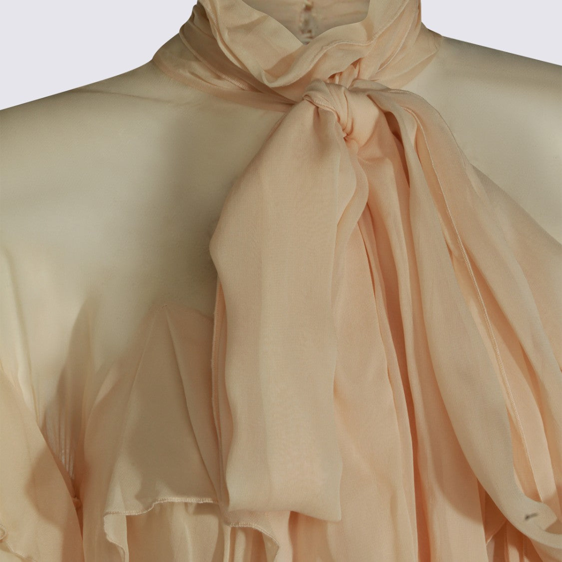 Blumarine Asymmetrical Ruffle Top With High Neckline