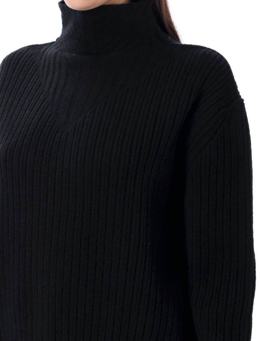 Rick Owens Fisherman Boxy Ribbed Turtleneck Sweater