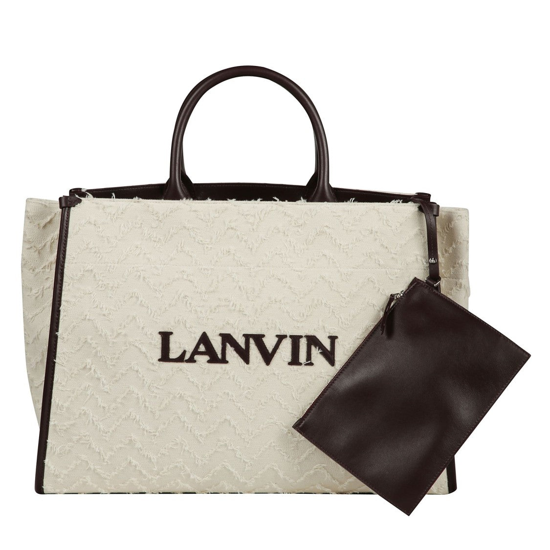 Lanvin Textured Fabric Tote Bag With Embroidered Detailing