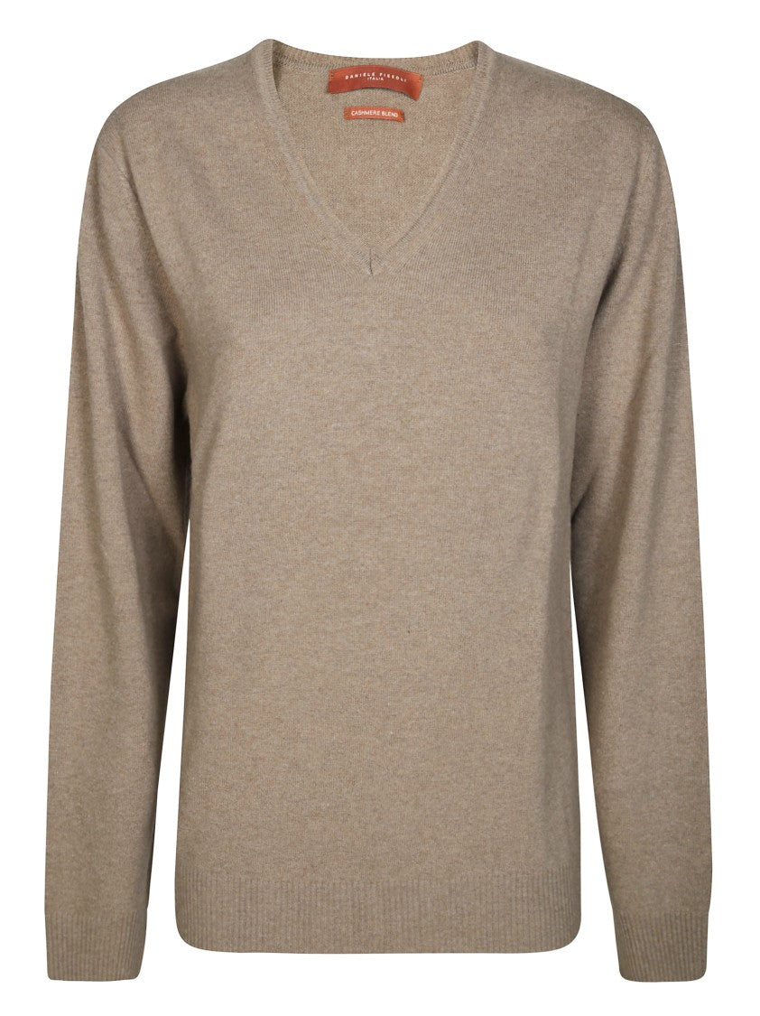 Daniele Fiesoli Fine Knit V-Neck Sweater With Ribbed Details