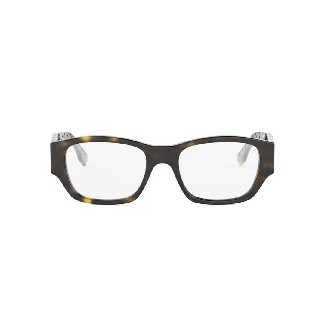 Fendi Fe50123i Rectangular Tortoiseshell Pattern Eyeglasses