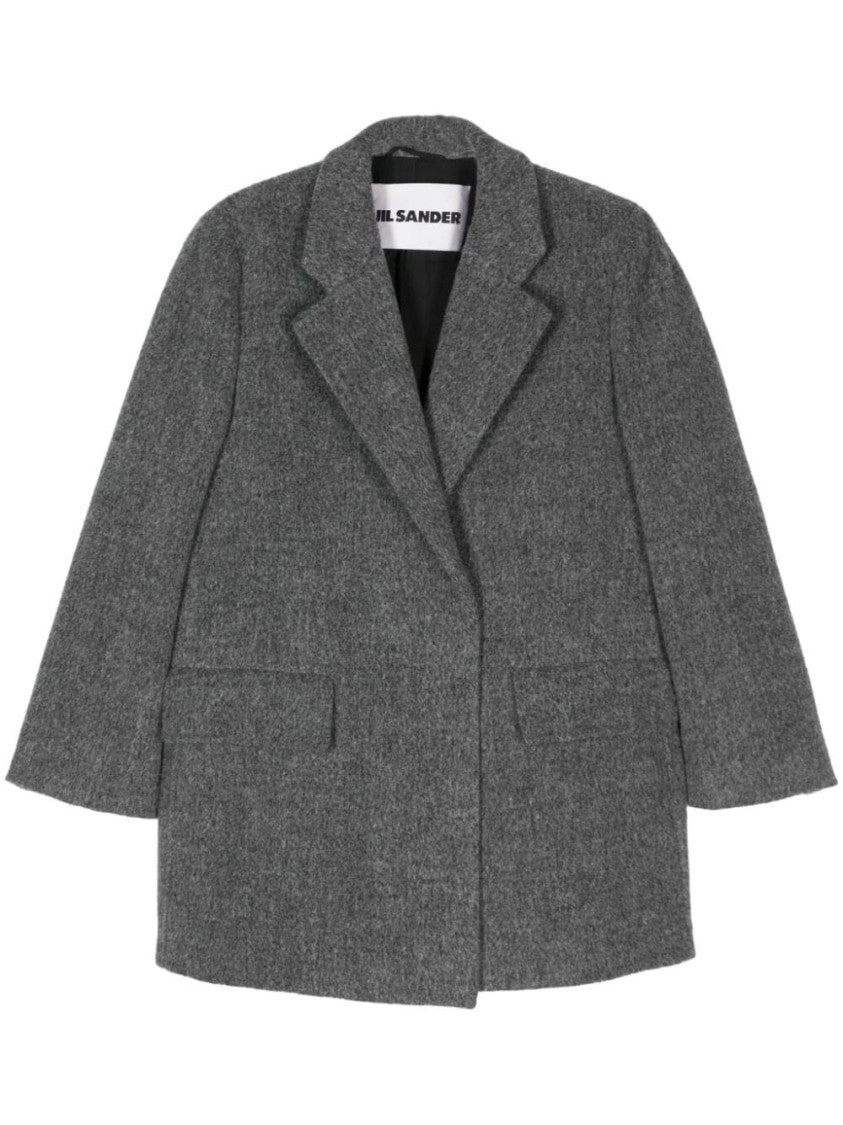 Jil Sander Tailored Grey Llama Coat With Notched Lapel