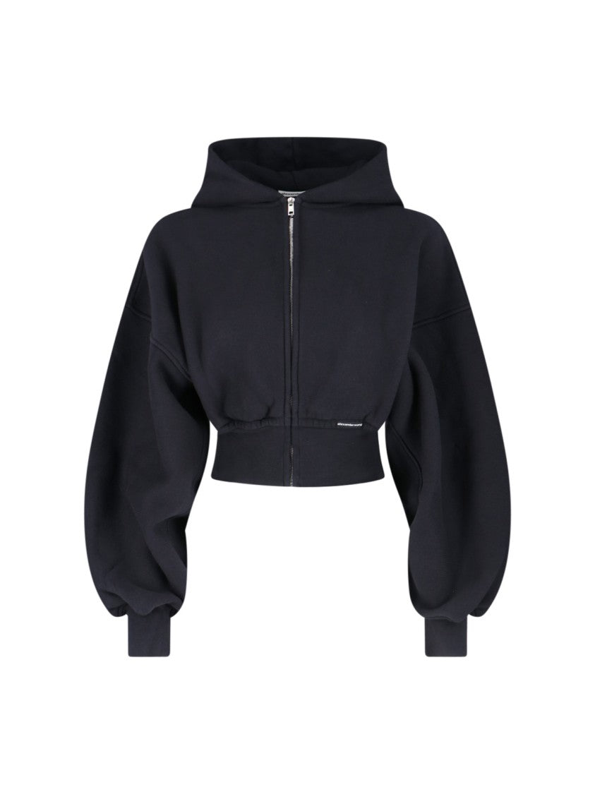 Alexander Wang Cropped Zip Hoodie – Black