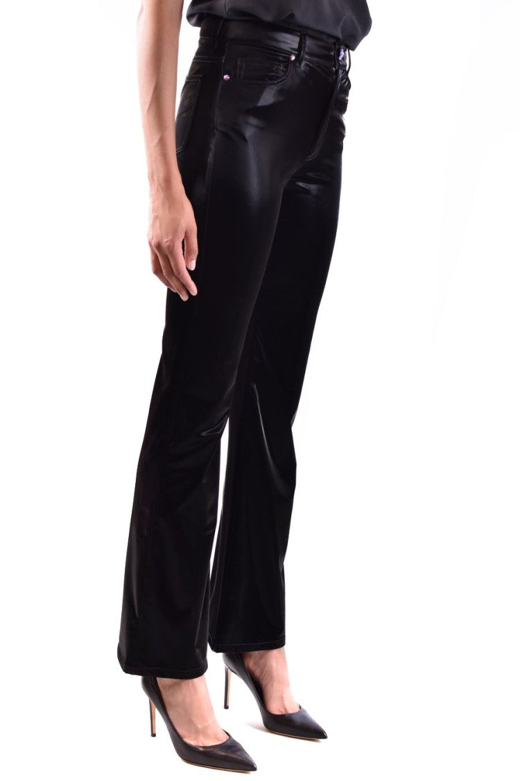 Paige Flared Black Pants With Smooth Finish